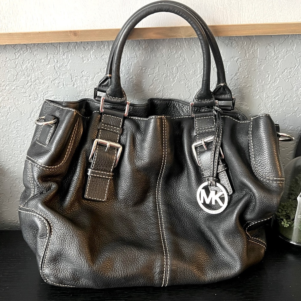 Authentic Michel Kors All Leather Bag and Coordinating Wallet